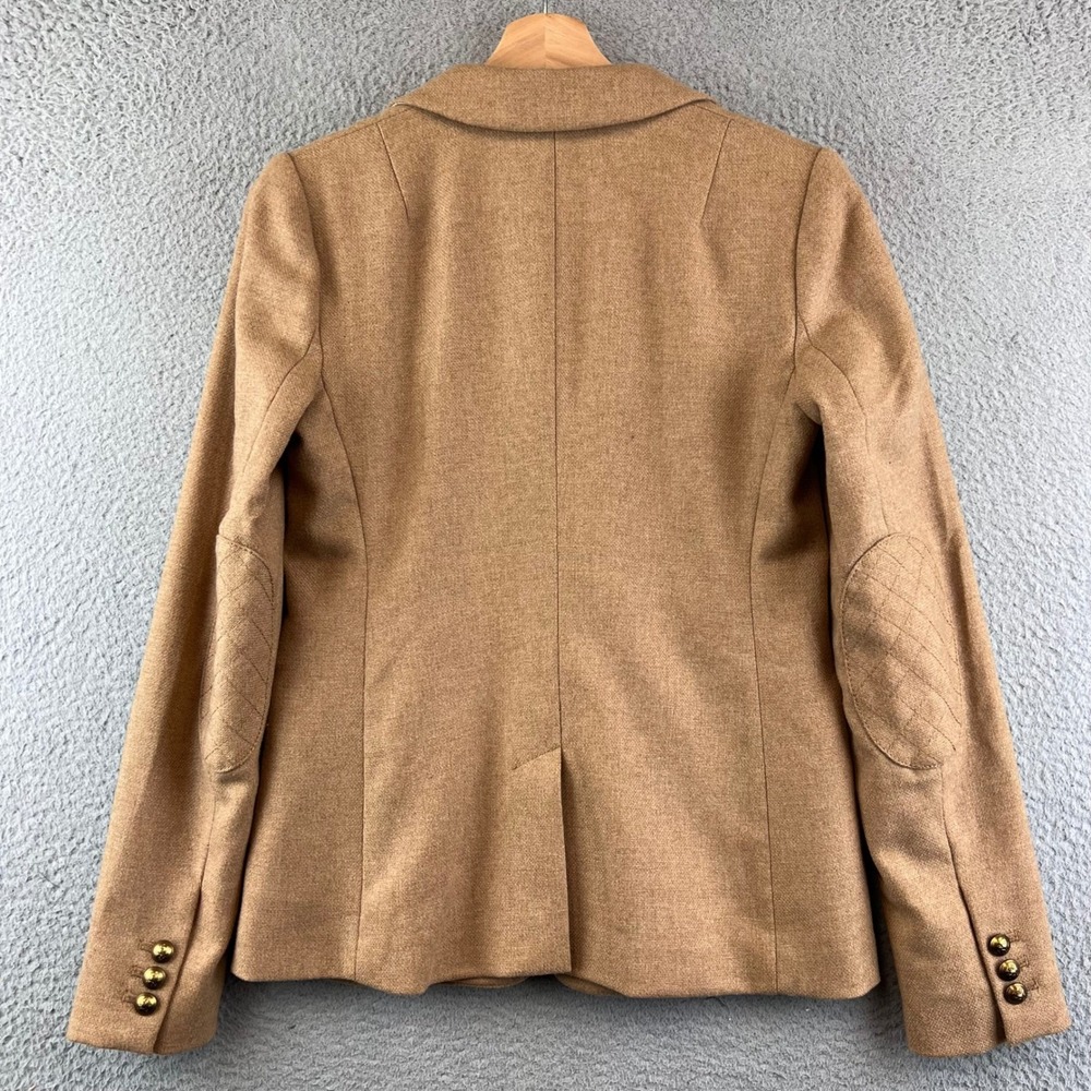 Banana Republic Jacket Blazer Wool Blend Tan Gold Button Size 2 - Picture 2 of 12